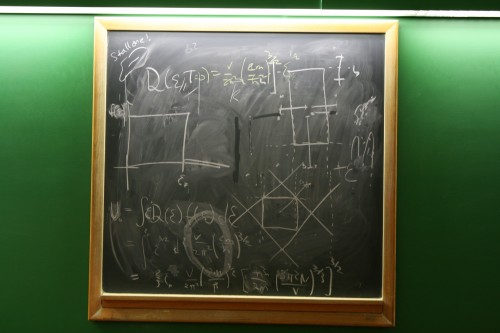 Math lessons on a chalkboard
