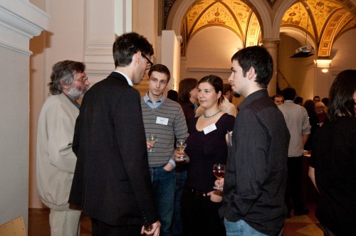 A group networking at a TED event