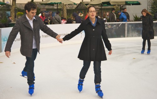 A Couple Ice Skating in Bryant Park
