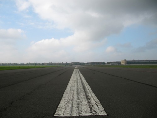 View of an Airplane Runway, ready for takeoff