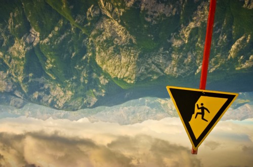 Upside Down "Falling People" Sign