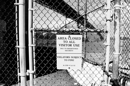 Permanent Heightened Security Gate with security sign